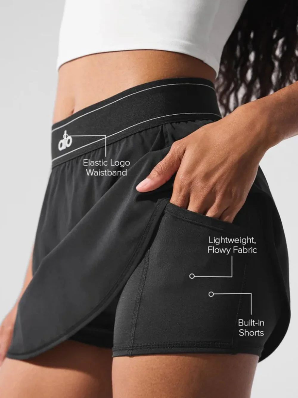 🥂 NWT Alo Yoga Match Point Tennis Skirt Black 😜 Old Money Weekend Skort